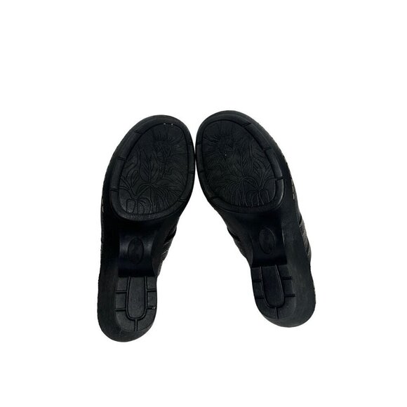 Eurosoft Black Upper Leather Slip-On Clogs Heeled Comfort Mules With Buckle - Picture 15 of 16